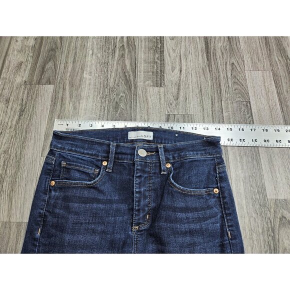 (3/$35) LOFT Jeans Womens 26 / 2 Blue Modern Skinny Raw Frayed Hem Ankle Denim - Picture 9 of 13
